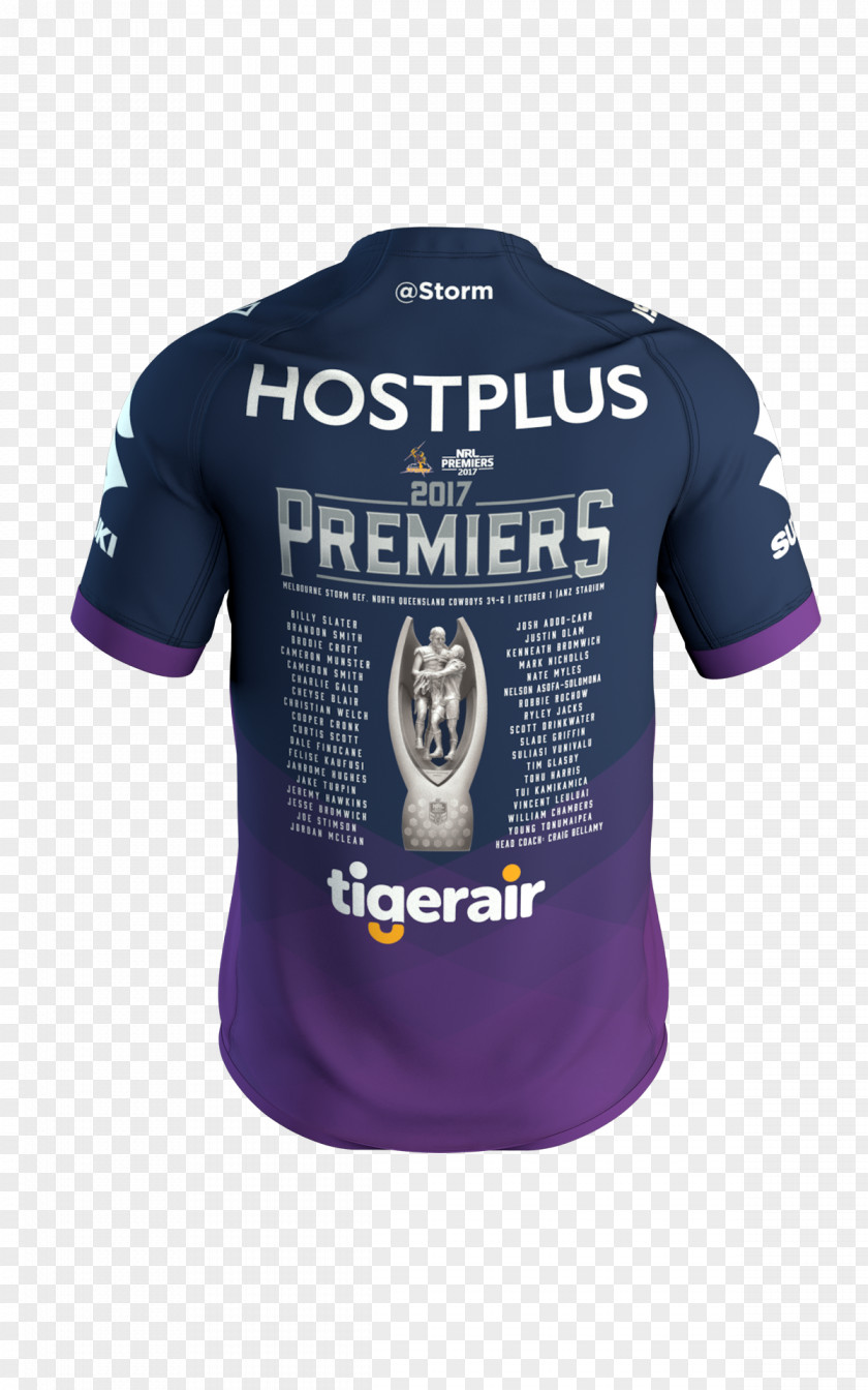 T-shirt Jersey Melbourne Storm Wests Tigers 2017 NRL Grand Final PNG