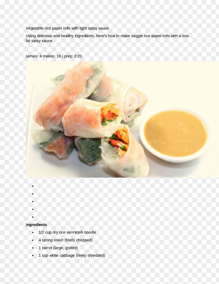 Vegetable Spring Roll Peanut Sauce Satay Gỏi Cuốn Rice Paper PNG