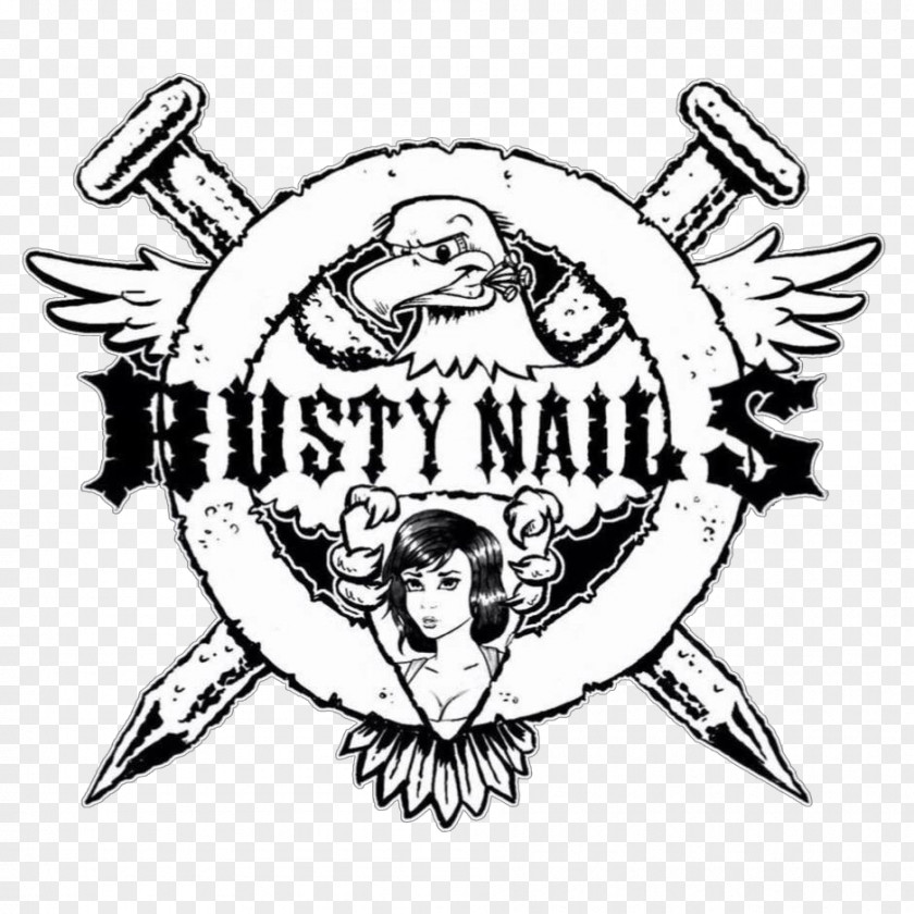 Rusty Nail Art Black And White Drawing PNG