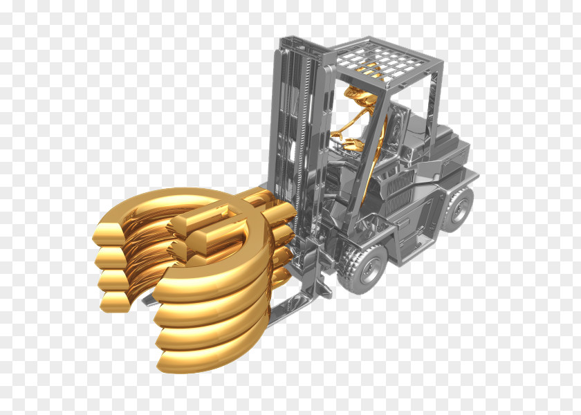 Driving A Forklift 3D Golden Villain Photography Computer Graphics Illustration PNG