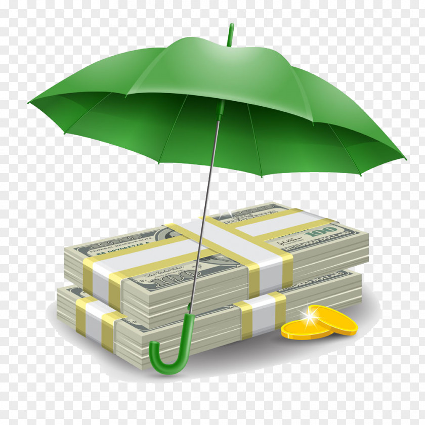 Green Umbrella Income Money Coin Finance PNG
