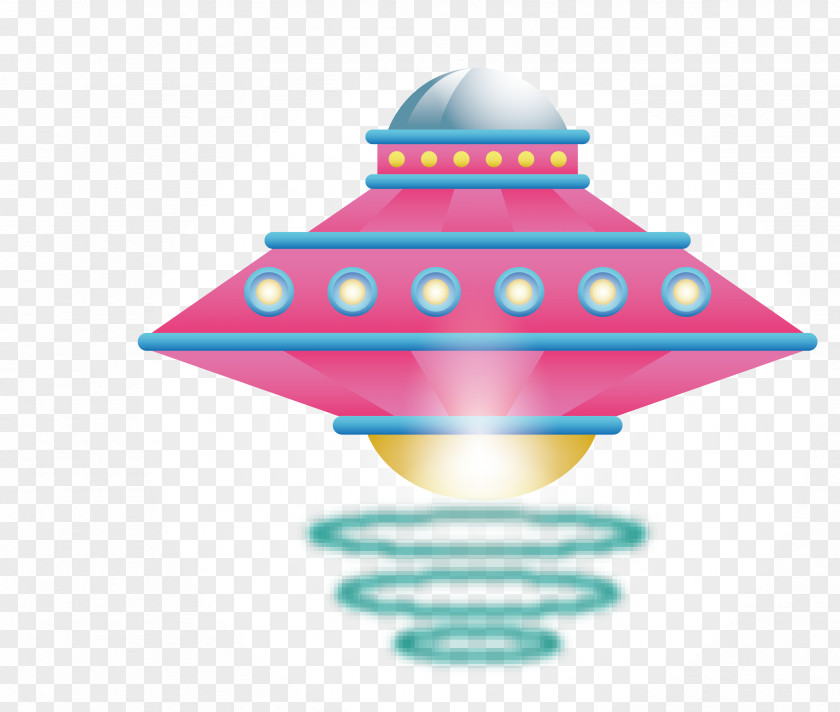 Vector Cartoon Hand Painted Flashing Science Fiction Spacecraft Clip Art PNG