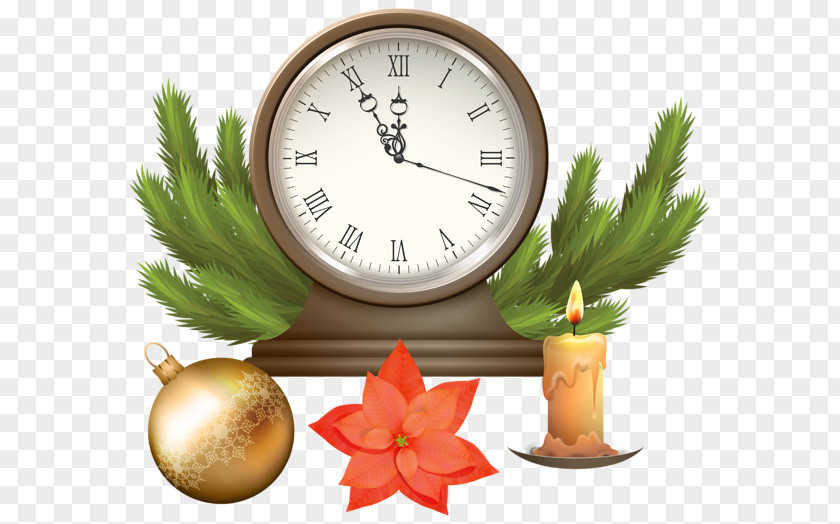 Golden Christmas Creative Clock Clip Art PNG