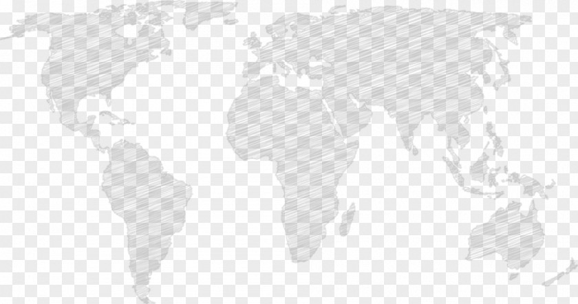 World Map Line Art White & Chocolate PNG
