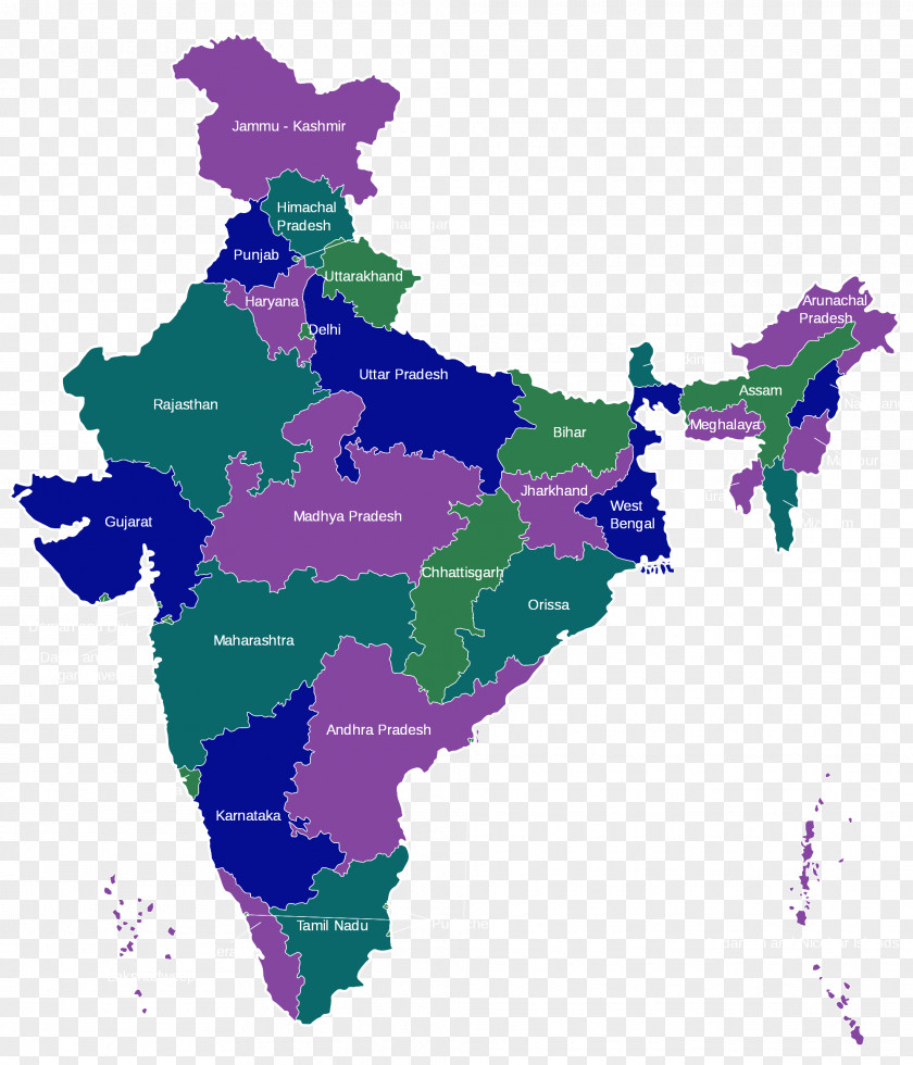 India Map States And Territories Of Blank PNG