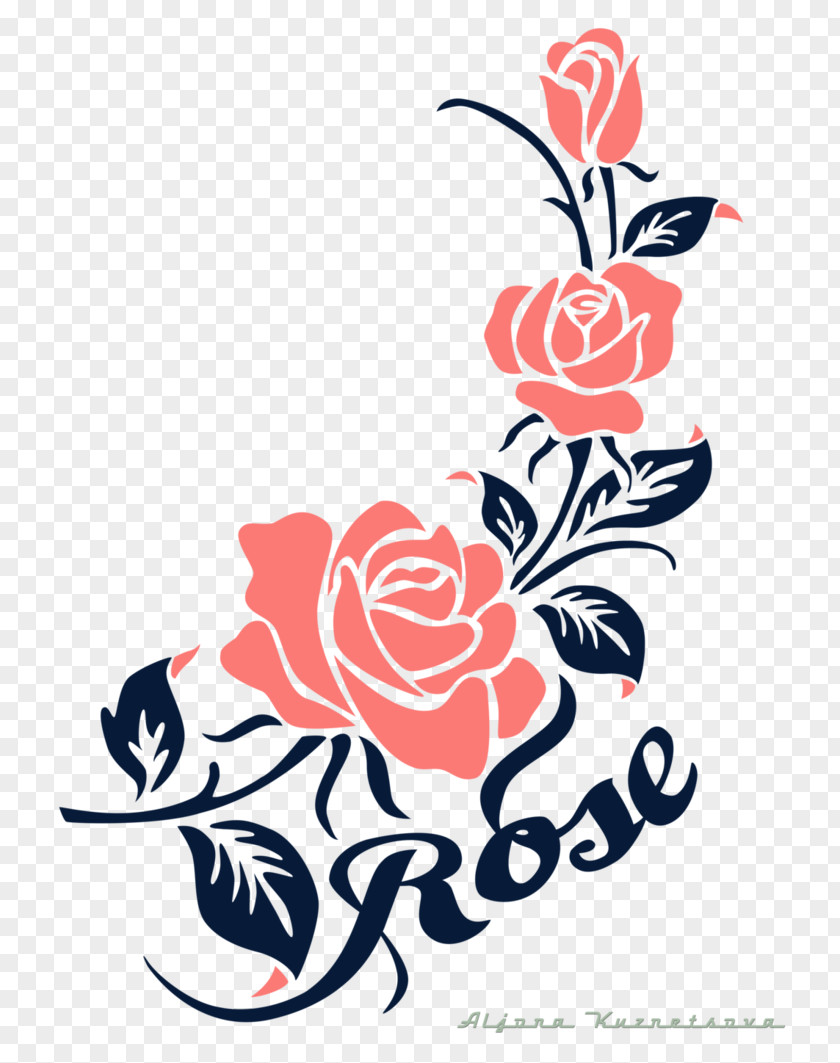 Rose Floral Design Stencil Drawing PNG