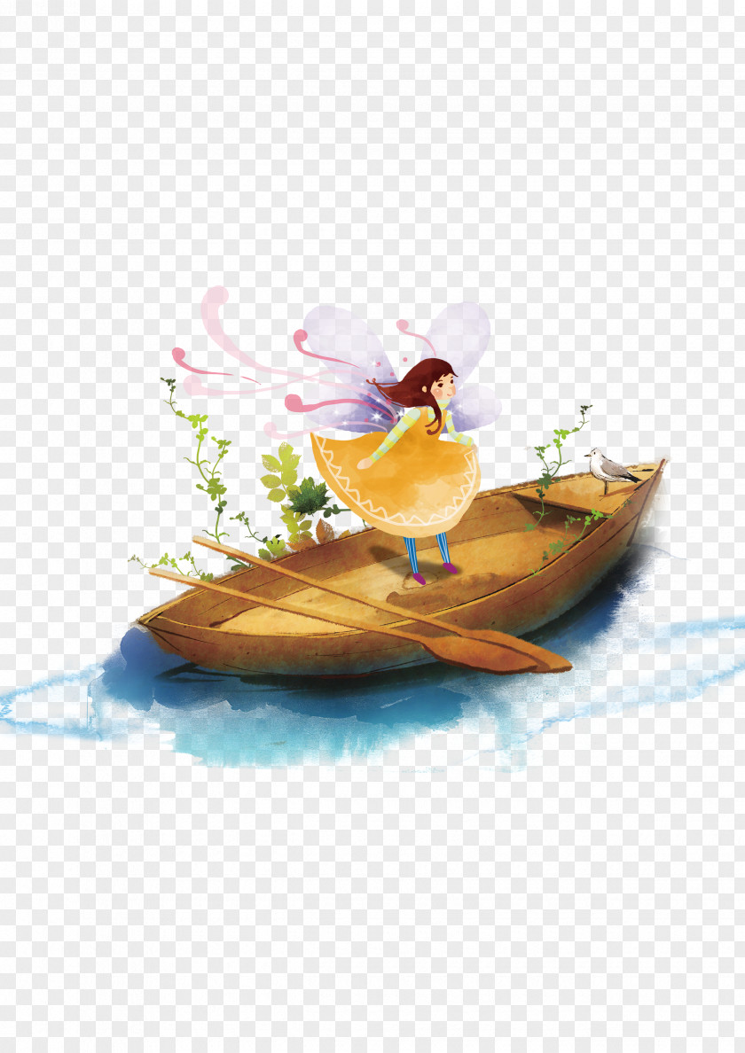 Watercolor Painting Boat Illustration PNG painting Illustration, Girl in the water clipart PNG