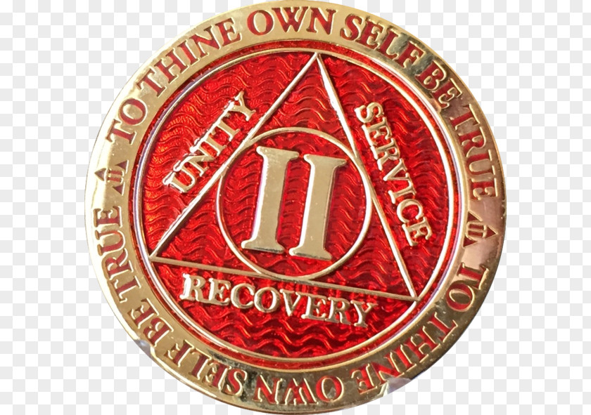 Medal Alcoholics Anonymous Sobriety Coin Badge Gold PNG