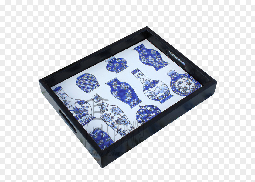 Tea Tray Cobalt Blue Pattern PNG