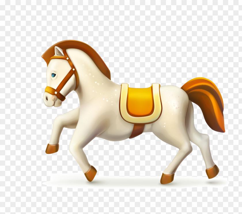 Vector Cartoon White Horse Clip Carousel PNG