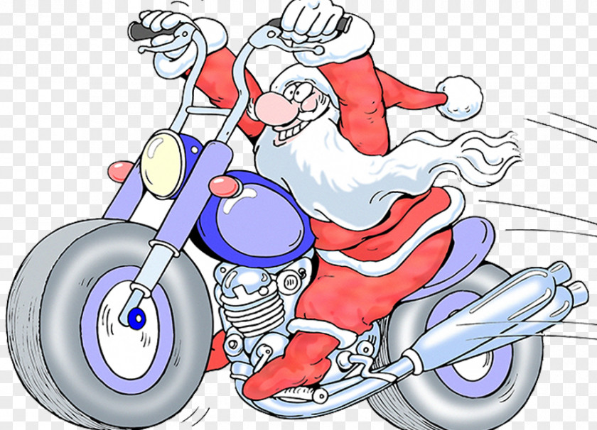 Santa Claus Electric Motorcycle Illustration Rally Stock Photography PNG