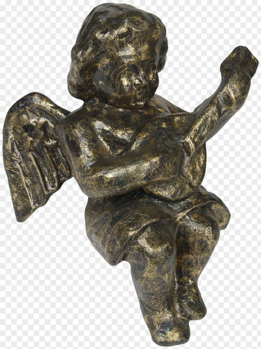 Cupid Drawing Bronze Sculpture PNG