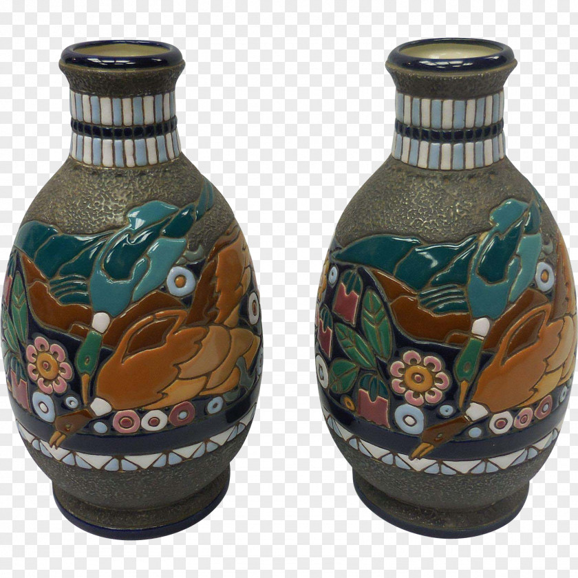 Vase Ceramic Amphora Art Nouveau Pottery PNG