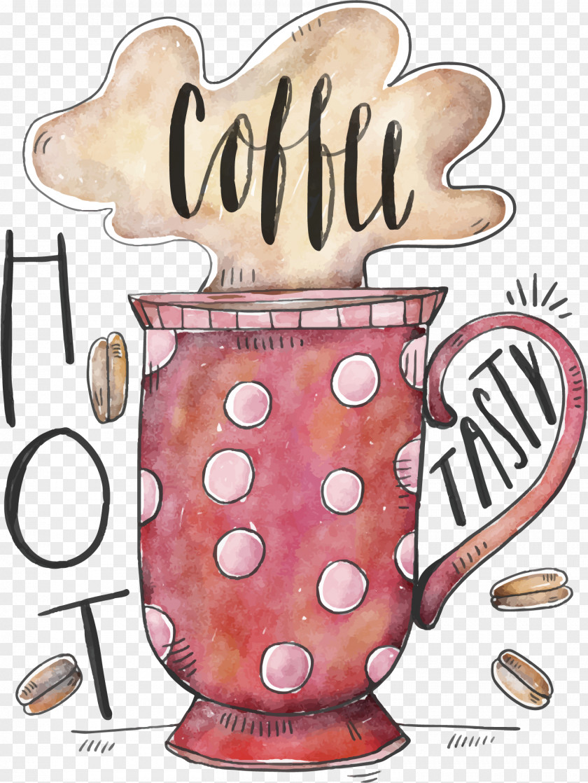 Vector Mug Coffee Cup Doughnut Cafe Watercolor Painting PNG