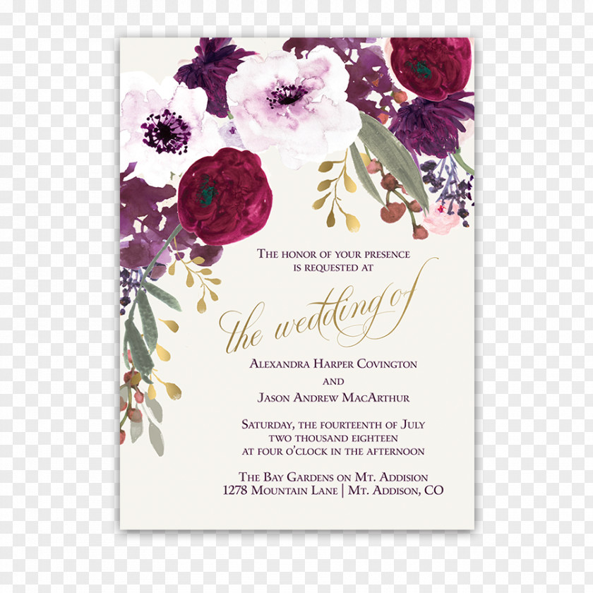 Wedding Invitation Paper Flower Burgundy PNG