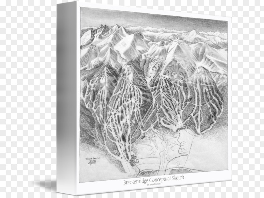 Conceptual Map Breckenridge Ski Resort Trail Gallery Wrap Canvas Art PNG