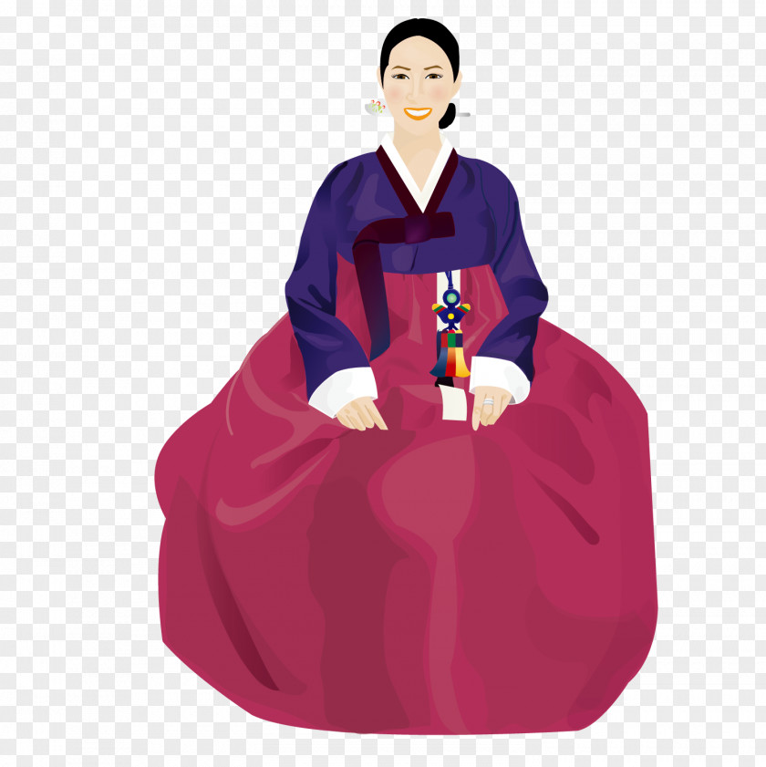 Korean Women Wearing Red Skirts Skirt Illustration PNG