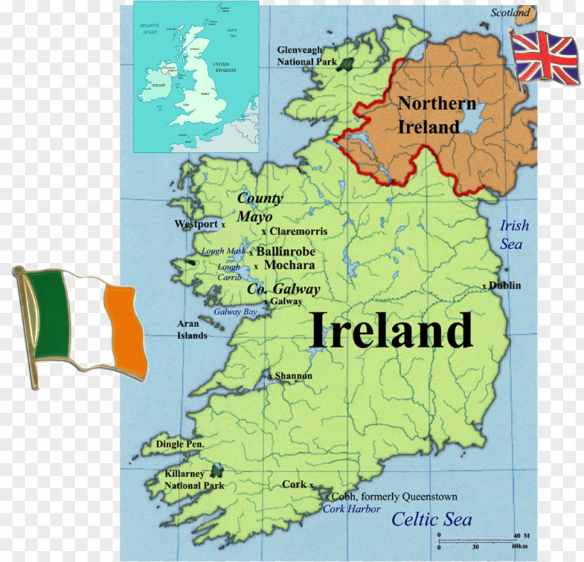Ireland British Isles Irish Sea United Kingdom Map PNG