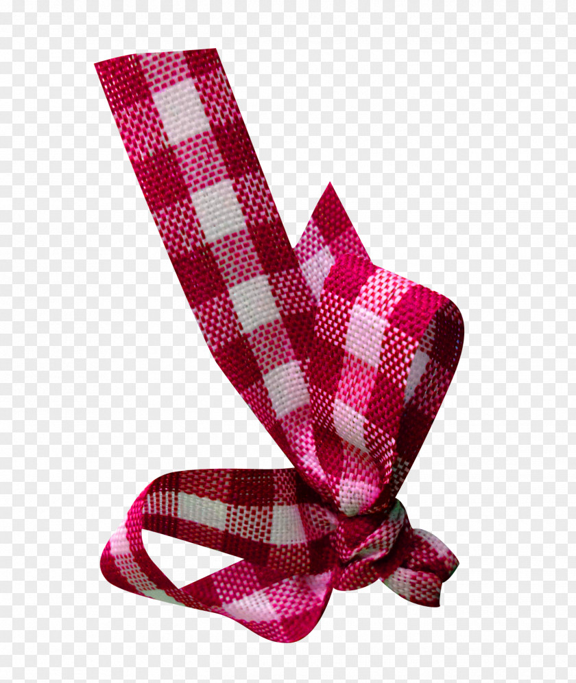 Red Plaid Ribbon Bow Paper Pattern PNG