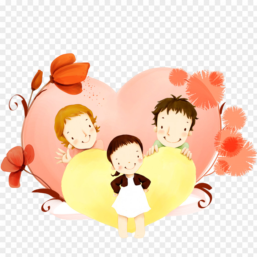 A Family Of Three Cartoon High-definition Television Illustration PNG