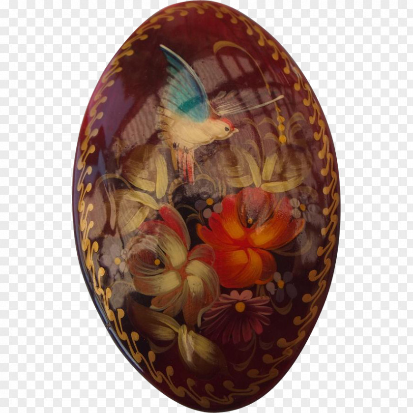 Hand-painted Birds Easter Egg Christmas Ornament Oval PNG