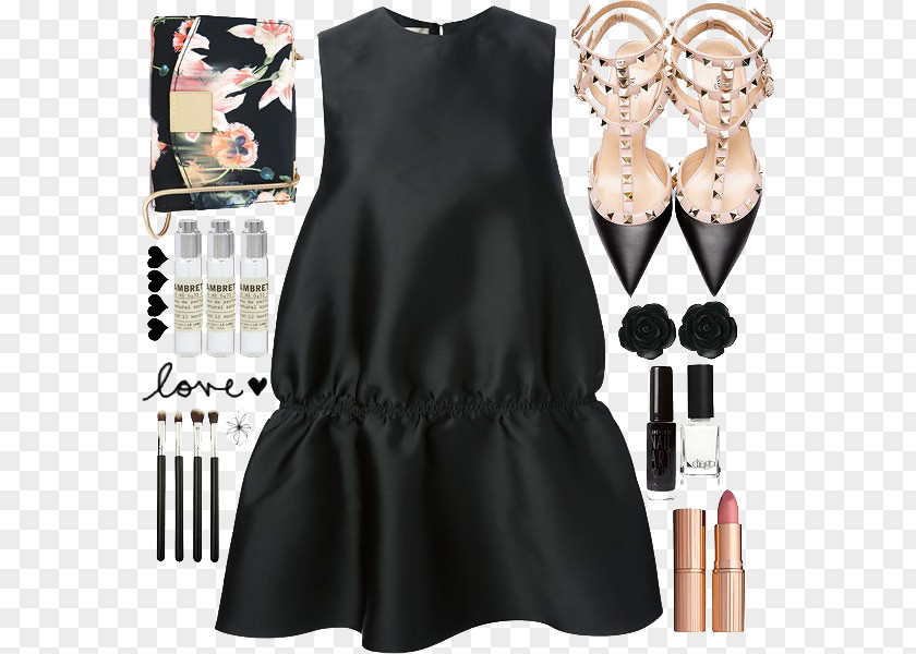 Black Dress With Texture Little Robe Fashion PNG