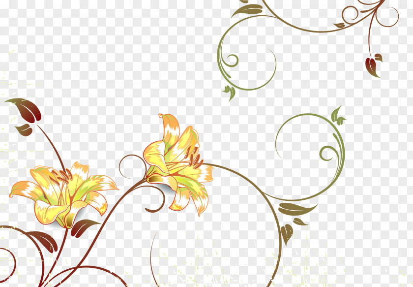 Retro Floral Decoration Flower Watercolor Painting Illustration PNG