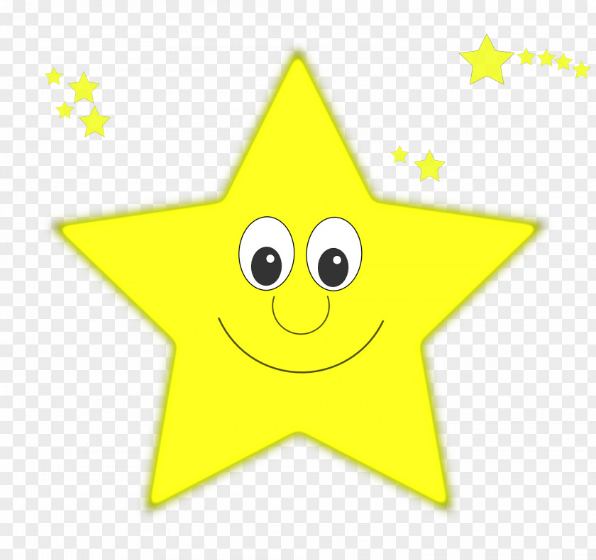 Cartoon Yellow Five-pointed Star Smiley Area Font PNG