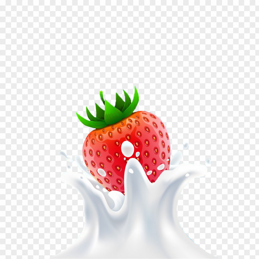 Fresh Strawberry Fruit Milk Cartons Watercolor Ad Flavored PNG