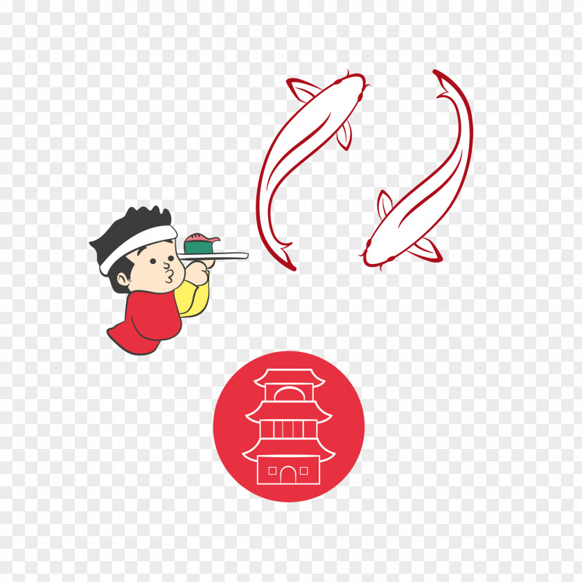 Red Japanese Poster Material Christmas Character Clip Art PNG