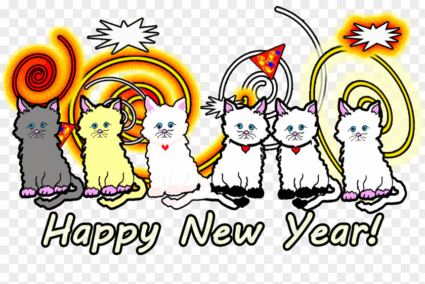 Cat New Year Graphic Design PNG