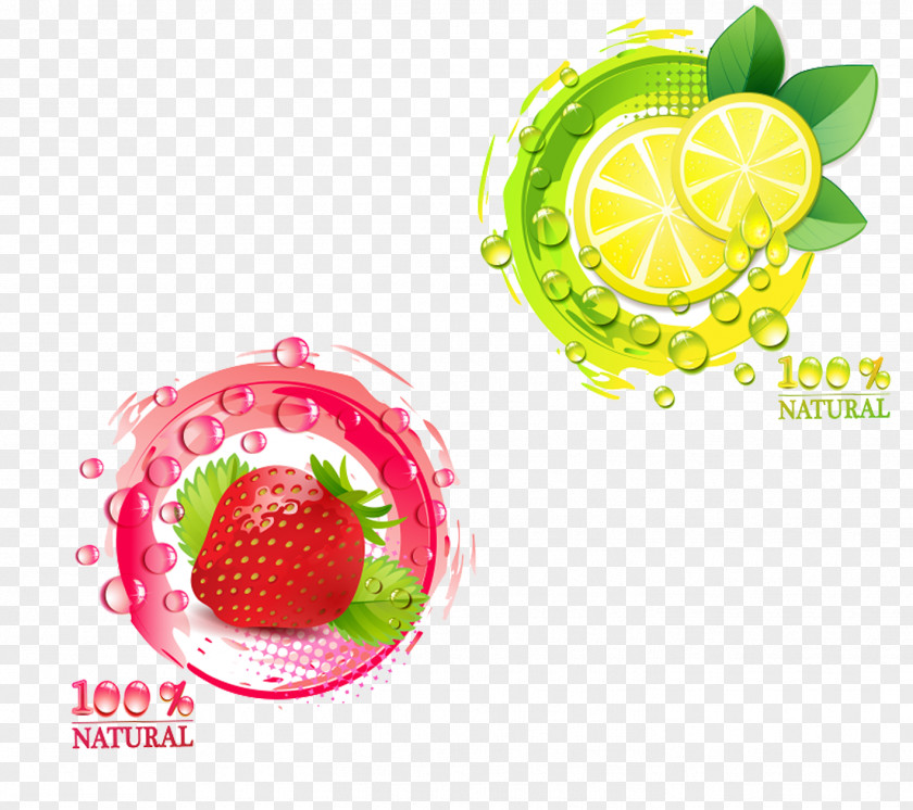 Creative Strawberry And Lemon Icon Juice Fruit Illustration PNG