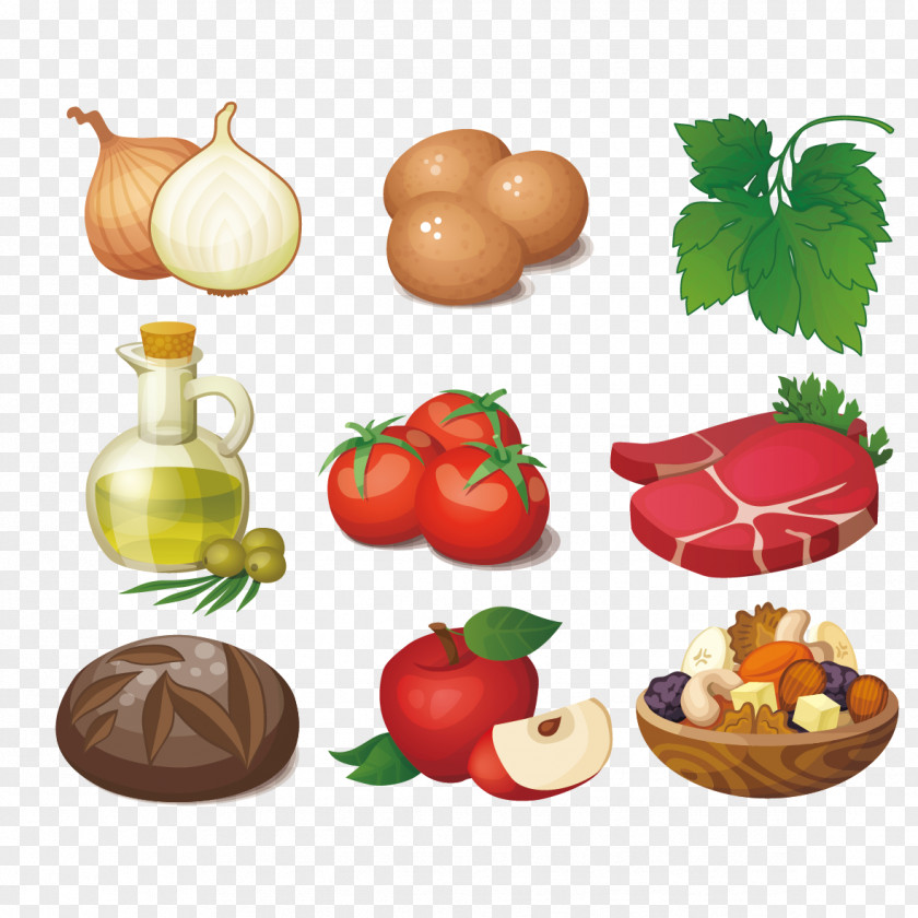 Vector Fruits And Vegetables Raw Foodism Ingredient Clip Art PNG