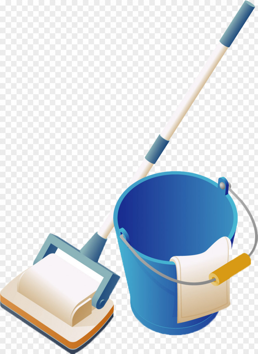 Blue Bucket Euclidean Vector Mop Cart Cleanliness PNG