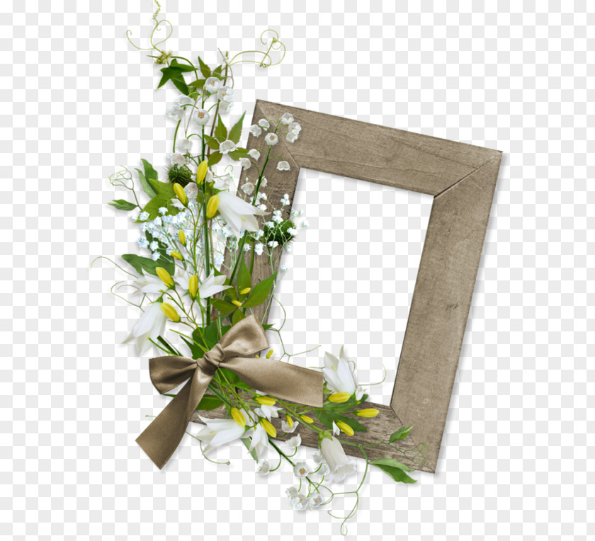 Wooden Border Bow Ornament Floral Design Picture Frame PNG