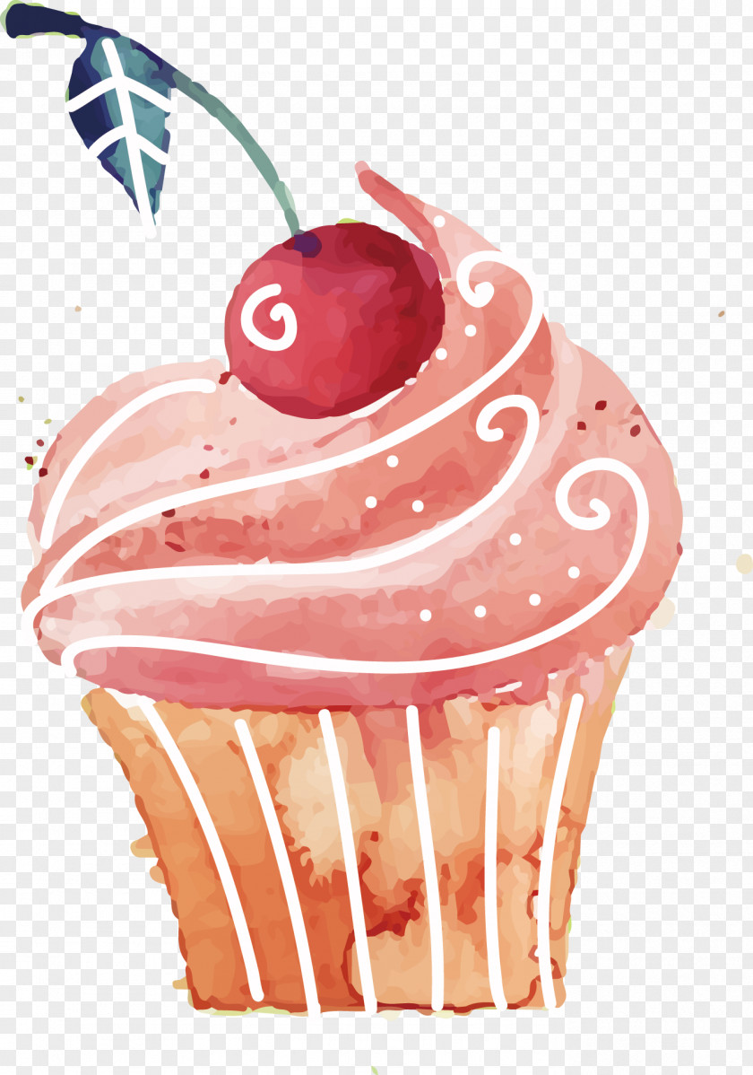 Hand-painted Cartoon Vector Cupcakes Cupcake Birthday Cake Rice Red Velvet Dessert PNG