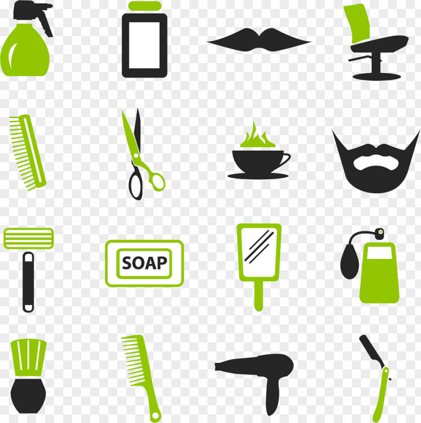 Barber Tool Picture Green Flag Comb Hair Care Logo PNG