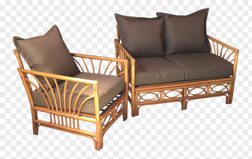 Green Rattan Loveseat Couch Sofa Bed Chair PNG