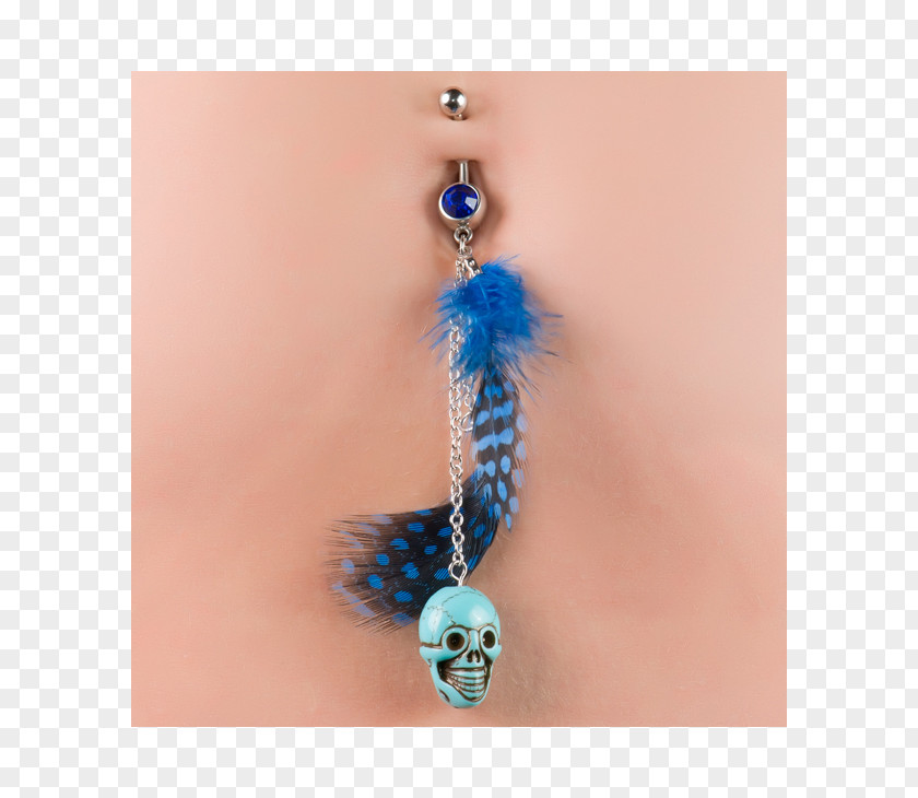 Belly Button Hoop Earring Body Jewellery Feather Bead Turquoise PNG