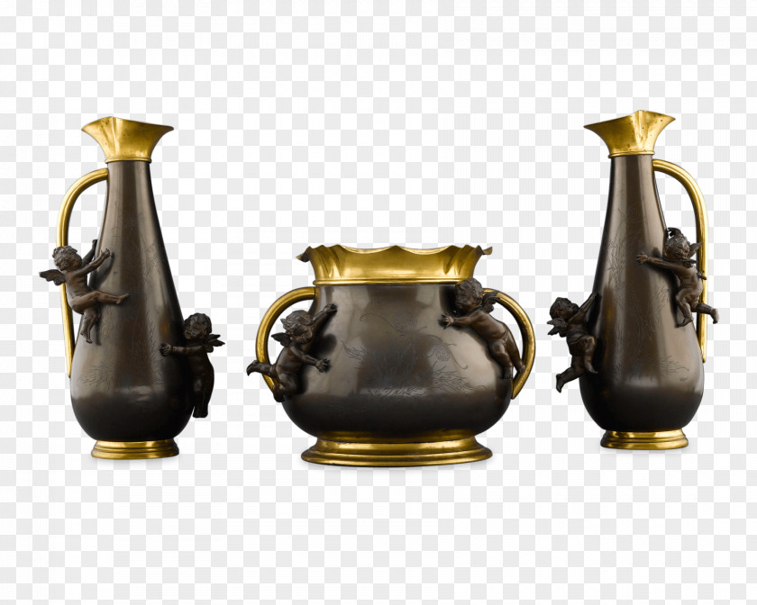 Bronze Drum Vase Design Garniture Elkington & Co. Sculpture Sales PNG
