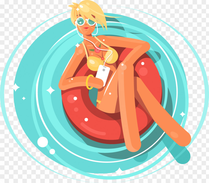 Swimming Laps Beauty Model Sheet Digital Illustration Flat Design PNG