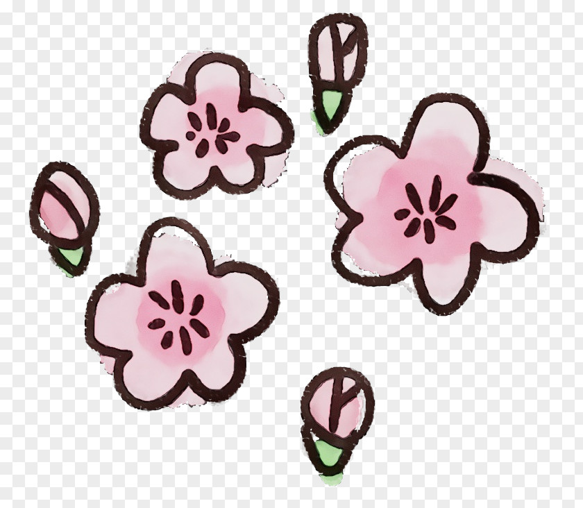 Pink Petal Sticker Plant PNG