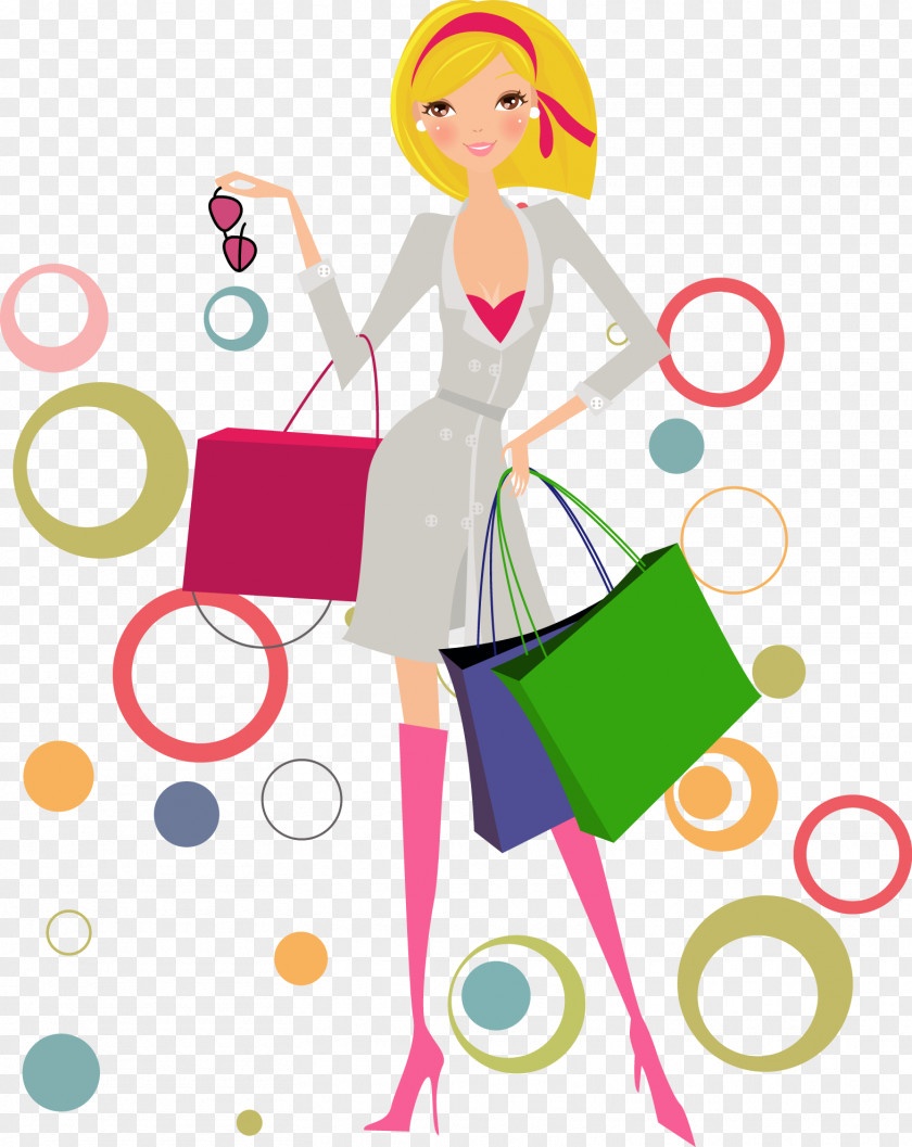 Vector Color Shopping Girls Bag Stock Photography Illustration PNG