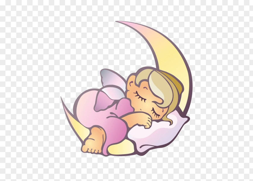 Infant Sleep Girl PNG , The baby on the cartoon moon clipart PNG