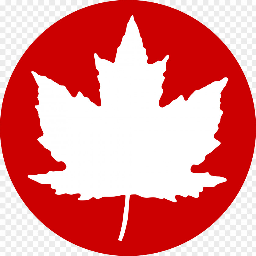 Red Circle Flag Of Canada Maple Leaf T-shirt PNG