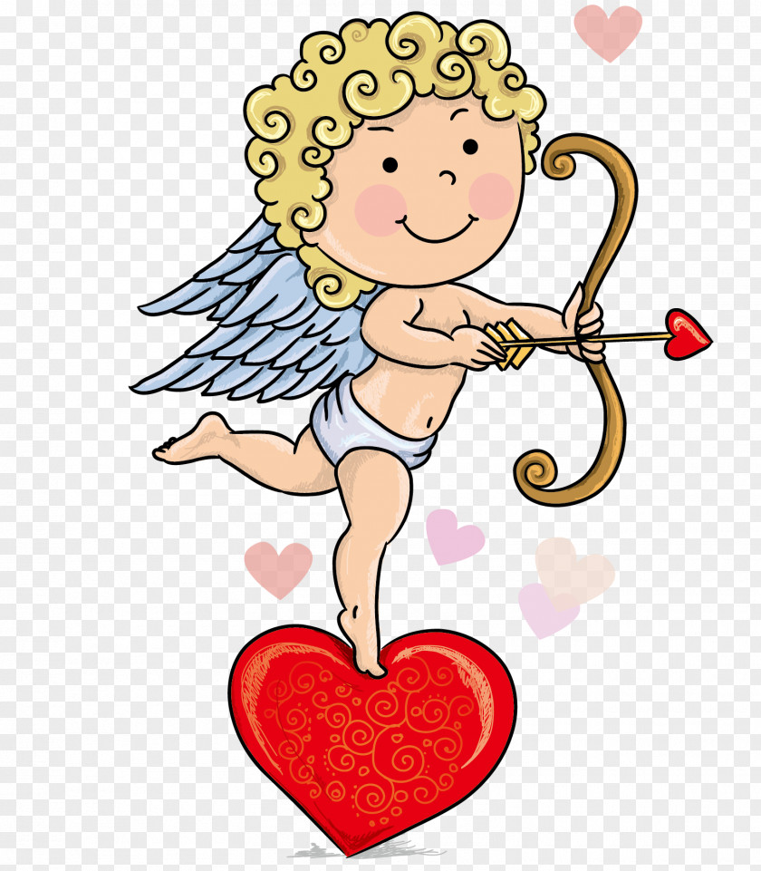 The Vector Of Child Standing In Heart Cartoon Cupid Illustration PNG