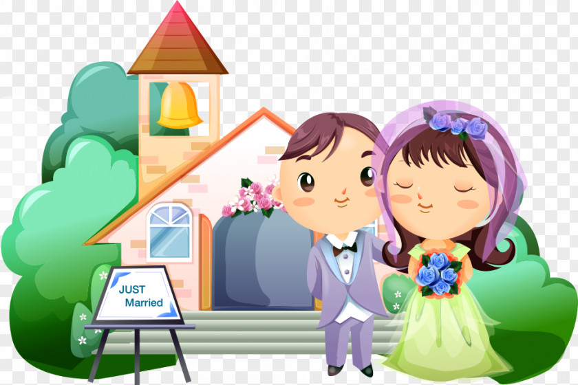 Vector Cartoon Married Couple Romance Animation Drawing Wallpaper PNG
