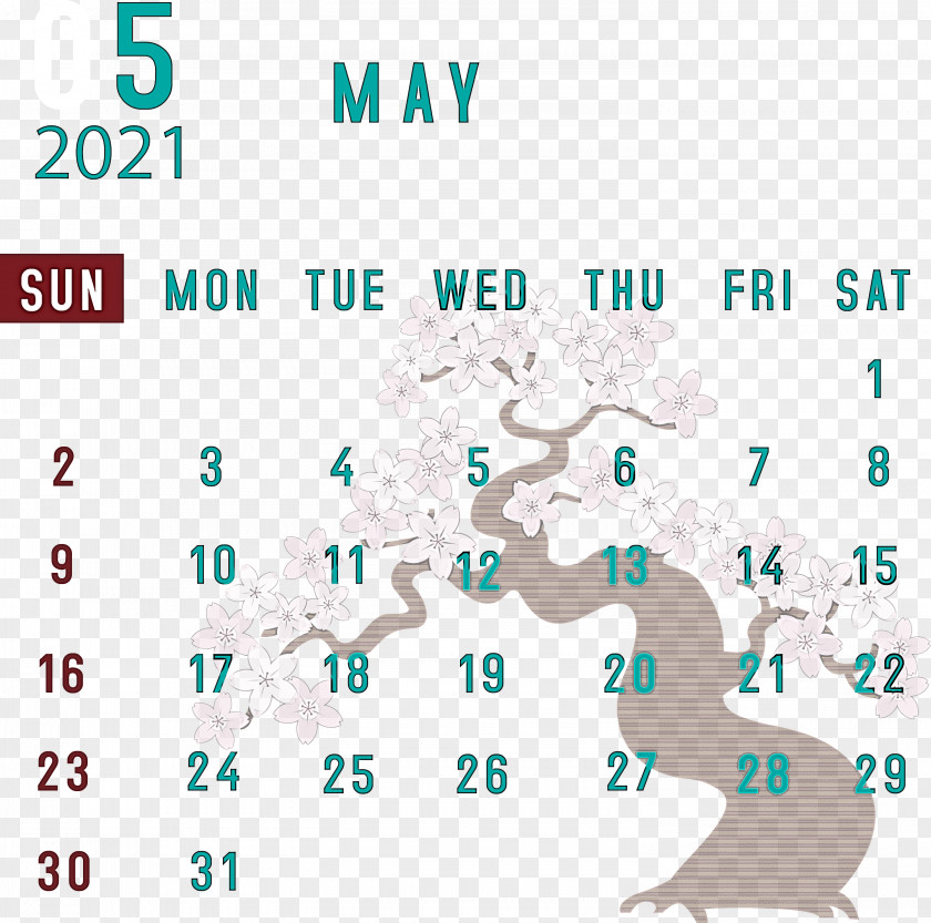 May 2021 Calendar PNG