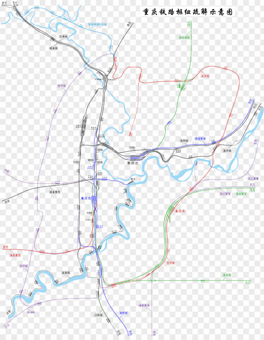 Map Chongqing Railway Rail Transport Spiral PNG