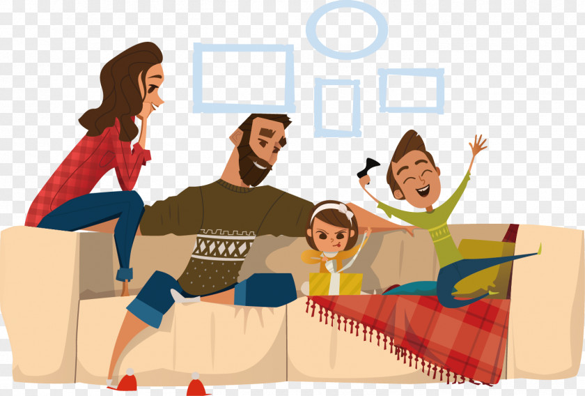 Sofa Happy Family Poster Elements Child Home Illustration PNG